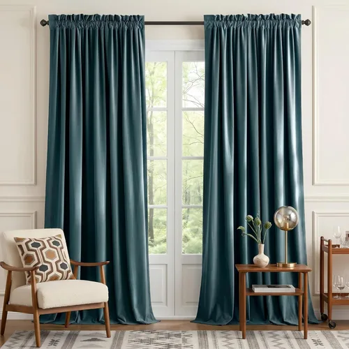 Miniatura 81 de NICETOWN Cortinas opacas de terciopelo extralargas negras de 120 pulgadas de largo para telón de fondo, cortinas de terciopelo con aislamiento Serie