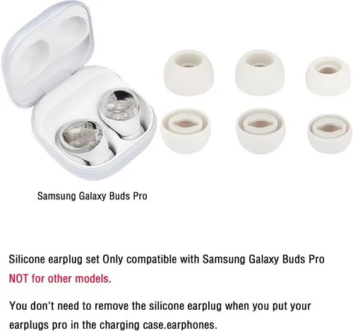 Miniatura 5 de Puntas de repuesto para auriculares compatibles con Samsung Galaxy Buds Pro – Puntas de silicona para los oídos, Eartips S M L 6 pares plateado
