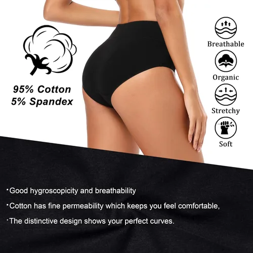 Miniatura 2 de Molasus - Ropa interior de algodón para mujer cintura alta cobertura total tallas regulares y grandes
