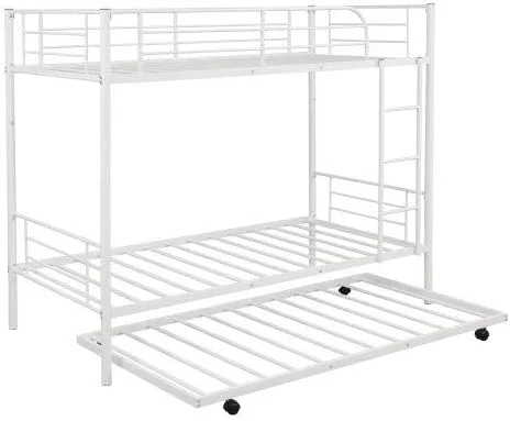 Miniatura 4 de Litera de metal individual sobre individual con nido, escaleras y rieles de protección de seguridad, se puede dividir en dos camas, no necesita