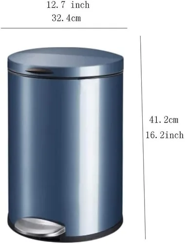 Miniatura 2 de Botes de basura de acero inoxidable cepillado, capacidad de 3.1 galones, tipo pedal para interiores con tapa, cesta de basura