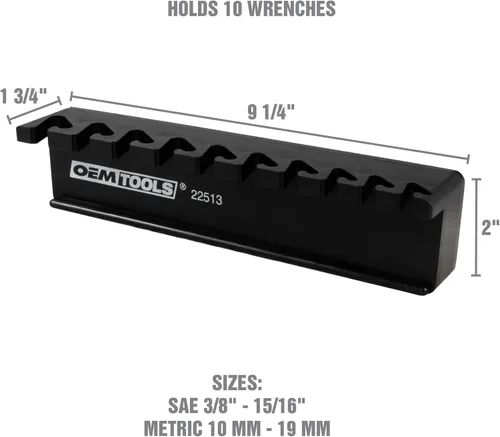 Miniatura 2 de OEMTOOLS 22513 Soporte magnético para llaves y organizador de herramientas, imán sostiene hasta 10 llaves en la mayoría de superficies metálicas