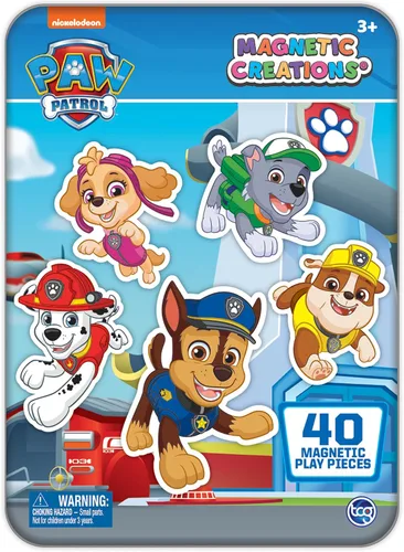 Miniatura 7 de TCG Toys Tonka Magnetic Creations - Lata con 40 piezas de juego magnéticas en lata que se dobla como espacio de almacenamiento, multicolor