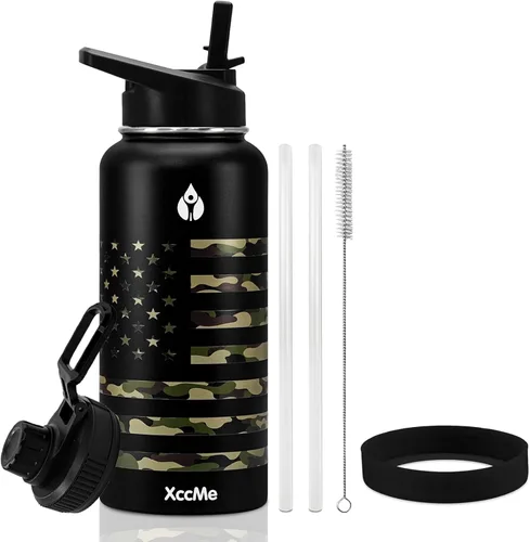 Miniatura 11 de Botella de agua aislada de 22 onzas, botellas de agua a prueba de fugas de acero inoxidable, taza térmica de viaje de boca ancha de doble pared