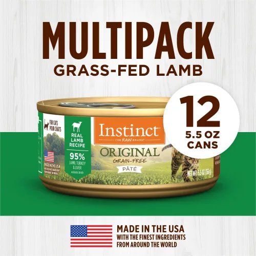 Miniatura 5 de Instinct Receta Original Sin Granos de Cordero Real Comida Natural Húmeda Enlatada para Gatos de Nature's Variety, 5.5 Onzas (Paquete de 12)