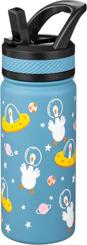 Miniatura 24 de Fanhaw Botella de Agua Aislada para Niños de 18 Oz con Tapa de Pajita – Acero Inoxidable de Doble Pared al Vacío, A Prueba de Fugas, Botellas