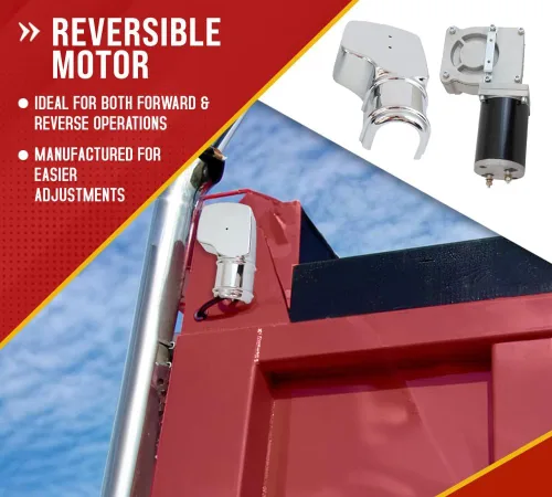 Miniatura 4 de Mytee Products Motor de lona de 900 W 60:1 para sistemas de lona de camión volquete con cubierta cromada de 12 V CC / 50 amperios / 60 RPM