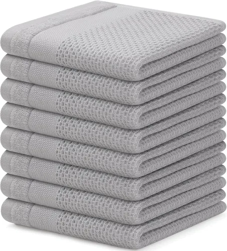Homaxy Paños de cocina 100% algodón, paquete de 8 – 12 x 12 pulgadas, tejido de gofre, muy suaves y absorbentes, paños de cocina de secado rápido,