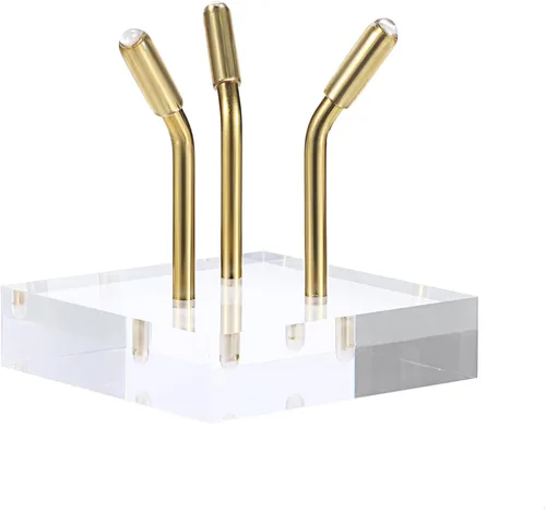 Miniatura 11 de Hipiwe Soporte de exhibición de brazo de metal dorado con base acrílica, soporte de caballete de exhibición pequeña para esfera, bolas de cristal