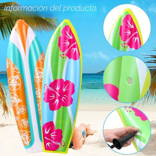 Miniatura 4 de JellyArch 4 tablas inflables de surf de 36 pulgadas para piscina, flotadores de Luau hawaianos para fiestas, flores tropicales, tabla de surf