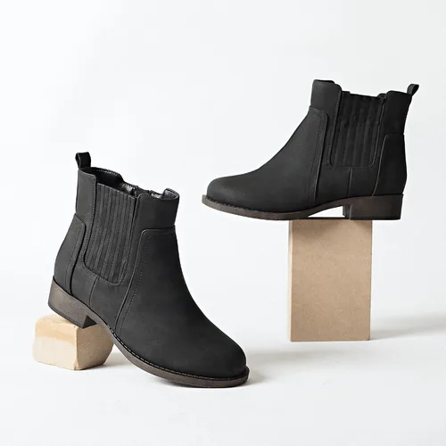 Miniatura 4 de Ataiwee Botines para mujer, con cremallera lateral clásica, cómodas y gruesas botas de tacón de bloque.