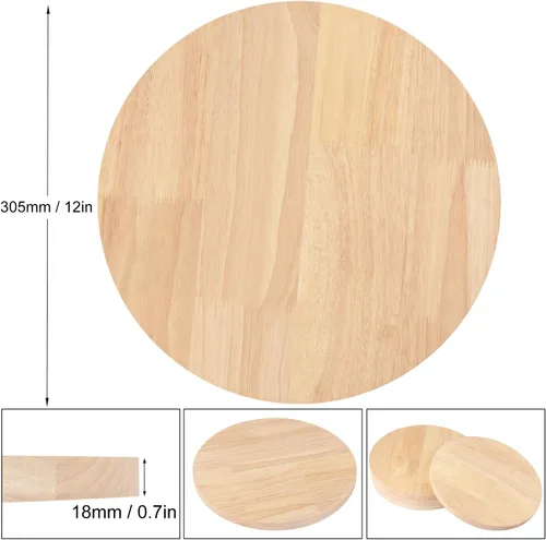 Miniatura 2 de Paquete de 4 placas circulares de pino, placa redonda de madera de 12 pulgadas, placa circular de madera sin terminar para pintar, verter, resina