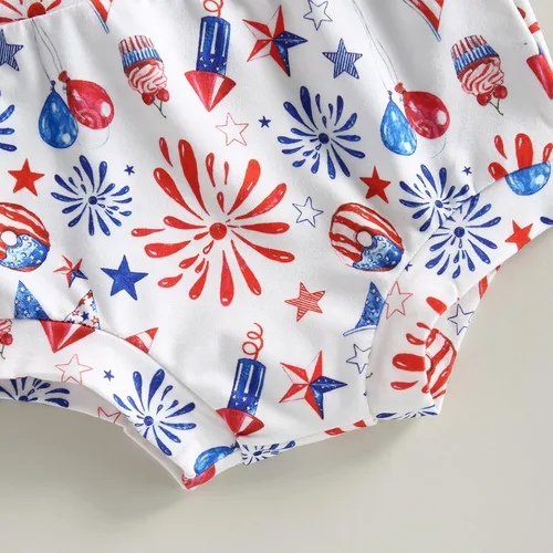 Miniatura 6 de Conjunto de ropa para bebÃ© niÃ±a del 4 de julio, camisa con flecos, blusa con borlas y diadema corta
