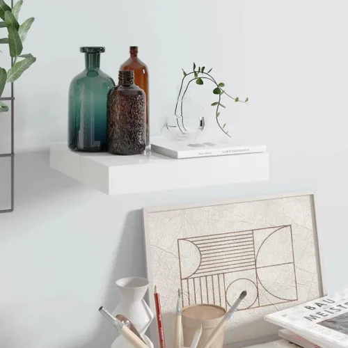 Miniatura 55 de Estantes flotantes de pared, juego de 4 estantes decorativos para montar en la pared, estante colgante con soportes invisibles para decoración