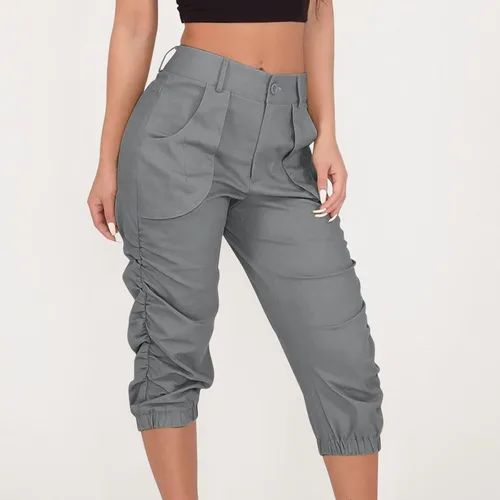 Miniatura 2 de Pantalones cargo a media pantorrilla para mujer, pantalones capri de verano casuales ajustados para senderismo, pantalones deportivos suaves
