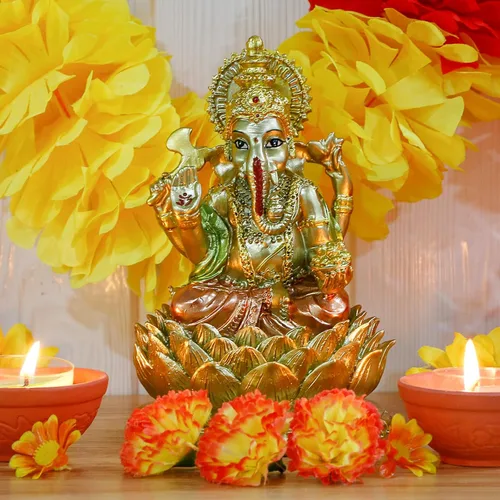 Miniatura 3 de Figura de ídolo hindú de resina de 6.3 pulgadas de alto, estatua de ídolo, elefante, Dios Ganpati, para el hogar, templo, mandir, altar, santuario