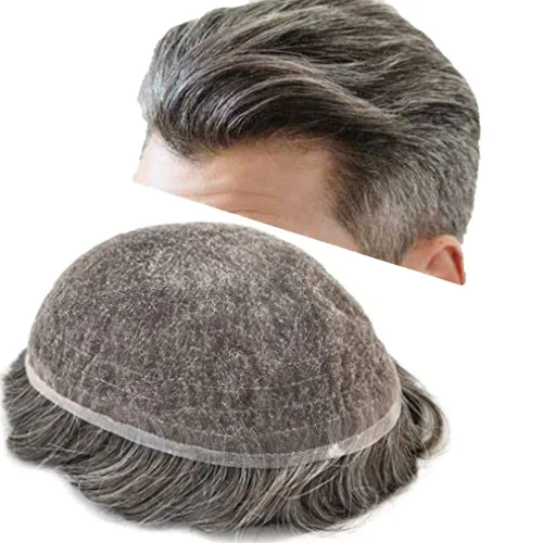 Miniatura 53 de PUNRU HAIR Completo Swiss Lace Toupee para hombres Sistema de cabello humano real Sistema de reemplazo de cabello humano para hombre Toupee