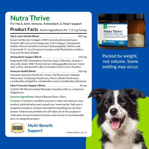 Miniatura 5 de Ultimate Pet Nutrition Nutra Thrive Canine, suplemento nutricional en polvo 40 en 1 para perros con digestión y apoyo inmunológico, vitaminas