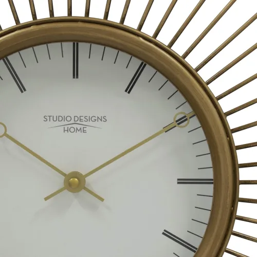 Miniatura 3 de Studio Designs Home Mod 73019 - Reloj de pared de metal retro con marcadores de hora y minutos, movimiento de cuarzo, latón dorado (73019)