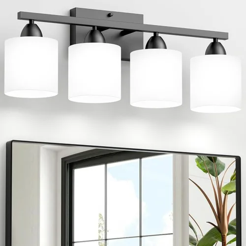 Miniatura 10 de Luces de baño negras sobre espejo, lámpara de tocador anti-óxido para baño, moderna lámpara de pared de 2 luces para sala de estar, base estándar