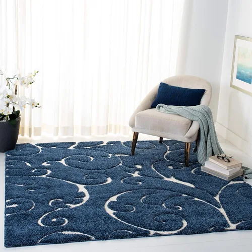 Miniatura 11 de SAFAVIEH - Alfombra de la colección Florida Shag - 10 pies redonda, color crema y beige, diseño de pergamino, no suelta pelusa y fácil de limpiar