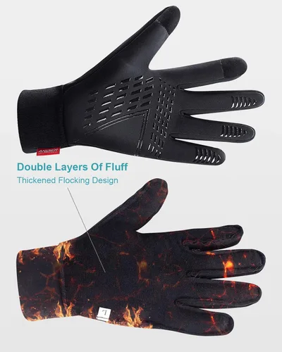 Miniatura 2 de Anqier Guantes de invierno, guantes cálidos resistentes al viento, para hombres y mujeres, para ciclismo, correr, actividades al aire libre, Negro