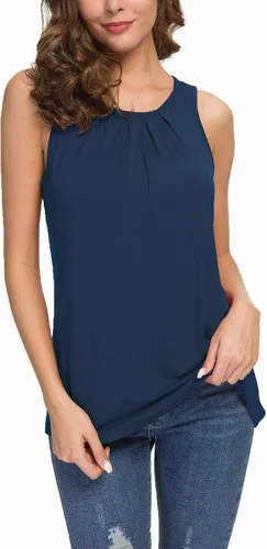 Miniatura 4 de TASAMO Camisetas sin mangas plisadas con cierre de espalda para mujer