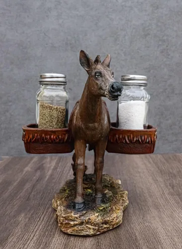 Miniatura 8 de Ebros Gift Western Country Farm Mule Donkey Ass Carrying Saddlebags Figurine Salt Pepper Shakers Holder Decoración De Animales De Trabajo Caballos