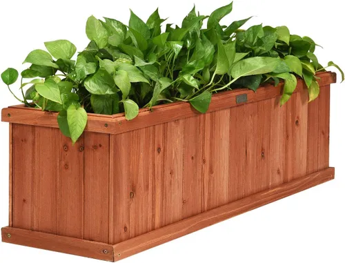 Giantex Jardinera elevada para jardín o vegetales, maceta montada en ventana para jardín, caja de madera para plantar, 40 x 12 x 12 pulgadas
