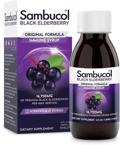 Miniatura 7 de Sambucol Jarabe de Saúco Negro - Jarabe de Sambucus, Líquido de Saúco Negro, Apoyo Inmunológico para Niños y Adultos, Alto en Antioxidantes, Sin