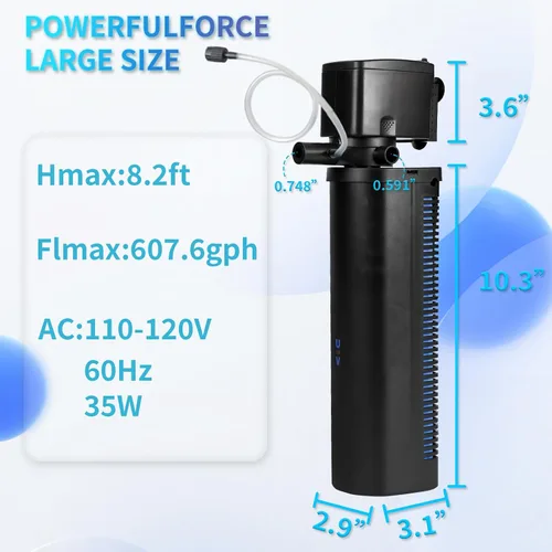 Miniatura 6 de Hypool Filtro de acuario U-V de 600 GPH para tanque de peces grande de 100 a 500 galones, bañera de inmersión fría, filtro de estanque de piscina