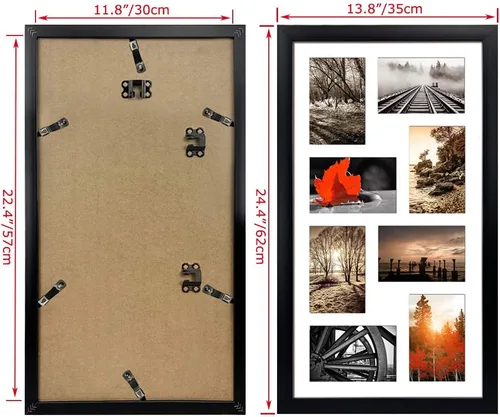 Miniatura 3 de QUTREY Juego de 2 marcos de fotos de collage negro de 4 x 6, 8 aberturas enmarañadas para fotos de 4 x 6 para mostrar 16 fotos múltiples para pared