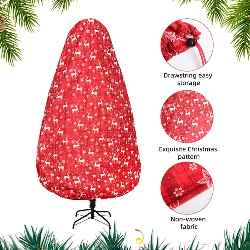 Miniatura 2 de Onesing Bolsa de almacenamiento para árbol de Navidad de 9 x 6 pies, cubierta roja para árbol de Navidad a prueba de polvo para almacenamiento