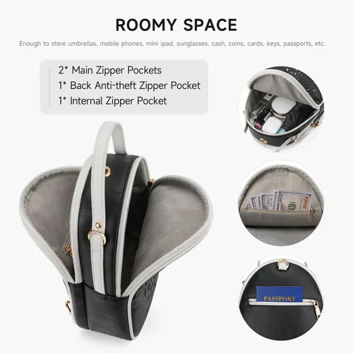 Miniatura 34 de T1953 Mochila para mujer, de piel sintética, para regalo para niñas y mujeres