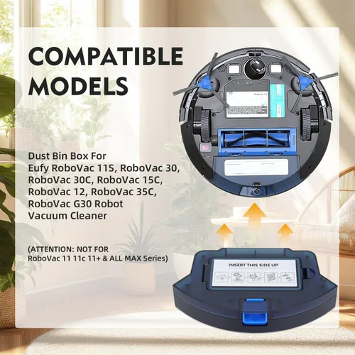 Miniatura 4 de Caja de basura compatible con Eufy RoboVac 11S, 15C, 30, 30C, 35C, 25C, 12, 15T, 35C, G30 Robot Aspirador – Recolección de residuos, accesorios