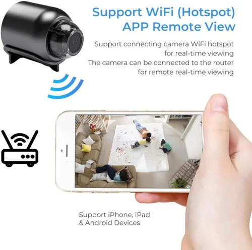 Miniatura 2 de Mini cámara WiFi HD 1080P – Visión nocturna incluida, detección de movimiento, monitoreo remoto de 160°, micro monitor de gran angular, cámara