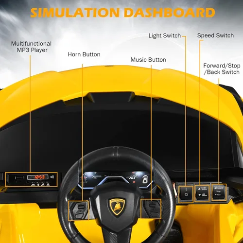 Miniatura 4 de INFANS Lamborghini Sian - Auto de paseo para niños con licencia de 12 V, con control remoto para padres, suspensión de resorte, reproductor de MP3