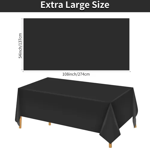 Miniatura 2 de Hxezoc Mantel de plástico desechable negro, 54 x 108 pulgadas, impermeable, para bodas, fiestas de cumpleaños, baby shower, suministros de fiesta