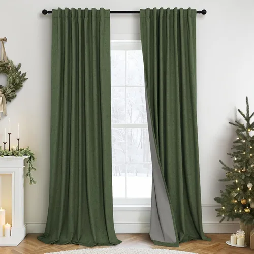Miniatura 41 de Pitalk Cortinas cortas 100% opacas de lino para cafetería, 40 pulgadas de largo, 2 paneles, cortinas de puerta francesa para ventana, cortina