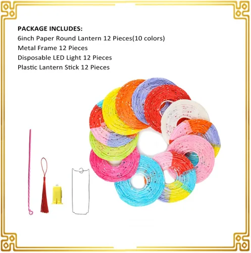 Miniatura 3 de 12 linternas de papel chinas, japonesas, coloridas linternas de papel colgantes con luces LED, 8 pulgadas, ovaladas, decorativas, asiáticas