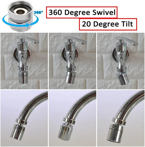 Miniatura 4 de Adaptador de grifo giratorio de 360 grados, hembra de 0.945 in a 0.866 in, rosca macho NPT de latón, adaptador de grifo de fregadero de cocina