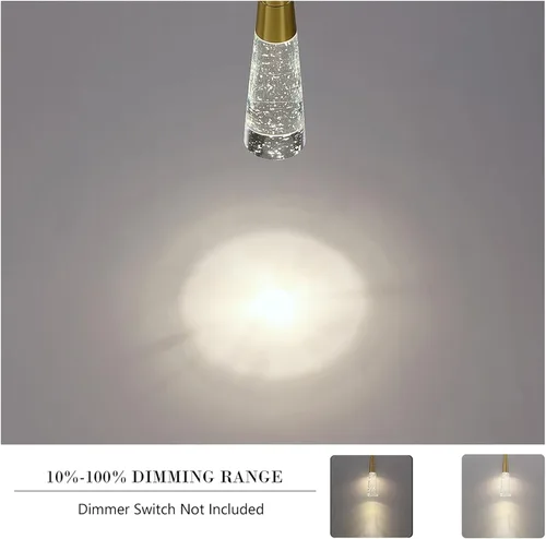 Miniatura 2 de JoollySun Lámpara colgante de cristal moderna: Mini cono dorado colgante accesorios de luz para baño de isla de cocina