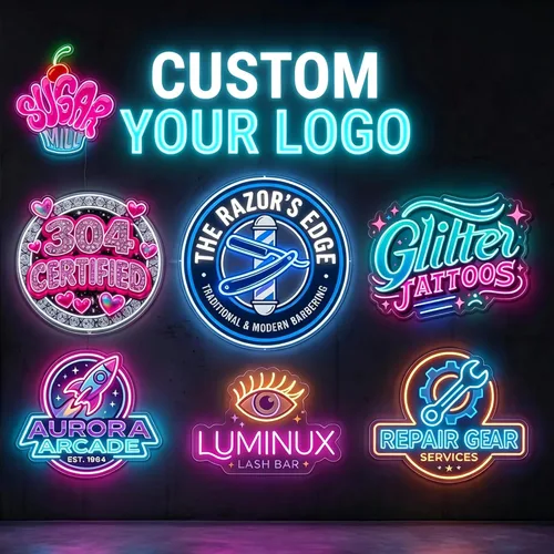 Letrero de neón con logotipo personalizado, logotipo de negocio LED personalizado con UV impreso, letrero de logotipo de neón personalizado que se