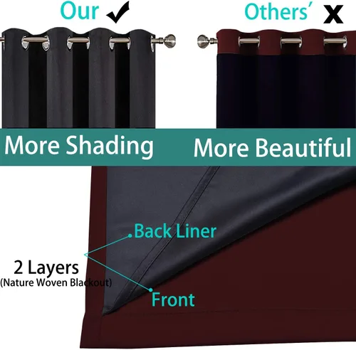 Miniatura 5 de Yakamok Cortinas 100% opacas para sala de estar, cortinas reductoras de ruido, cortinas opacas con aislamiento térmico para dormitorio