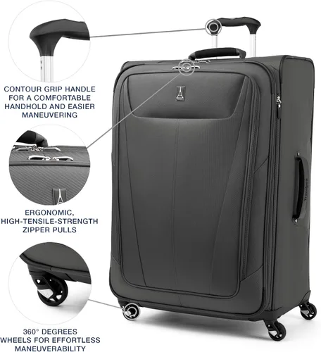 Miniatura 257 de Travelpro Maxlite 5 - Juego de 2 piezas de equipaje de mano de tela, expandibles con 4 ruedas giratorias, bolso blando para debajo del asiento, Negro