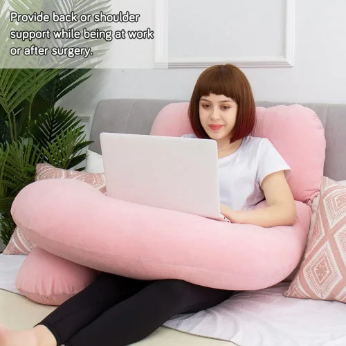 Miniatura 7 de Almohada de cuerpo completo de 60 pulgadas, almohada de lactancia, maternidad y embarazo, almohadas extragrandes en forma de U con lado desmontable