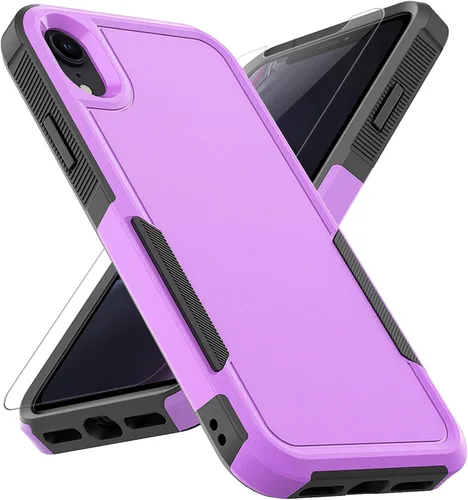 Miniatura 9 de Funda para iPhone XR: funda protectora de doble capa resistente para teléfono celular, a prueba de golpes, resistente, con protector de pantalla