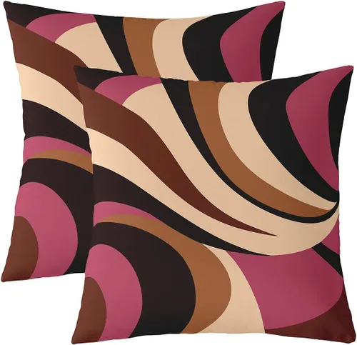 Miniatura 33 de Juego de 2 fundas de almohada abstractas de 16 x 16 pulgadas para niños, niñas, adolescentes, decoración de dormitorio, moderna a rayas, decoración