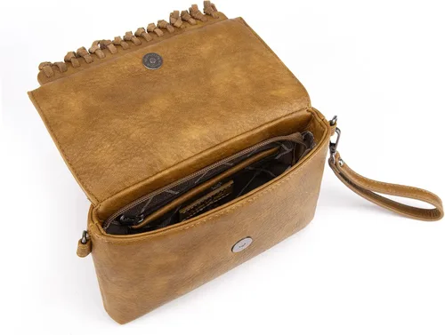 Miniatura 4 de Wrangler - Bolso de cuero genuino con flecos para mujer, color turquesa occidental