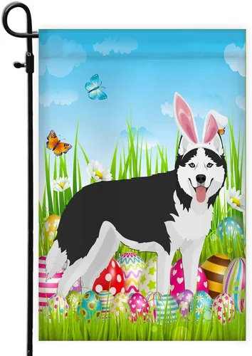 Miniatura 9 de Beagle Happy Easter Day Holiday Flag Funny Dog Wear Bunny Ears Headband Cute for Home Decor (12" x 18") USA Garden Flag Premium Decorative Yard